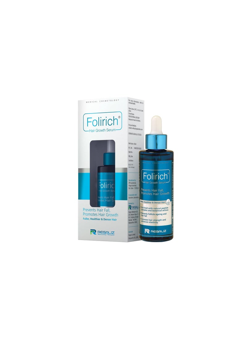 Regaliz Folirich Hair Growth Serum Reduces Hair Fall and Strengthens Hair | Suitable for Men and Women | 60ml