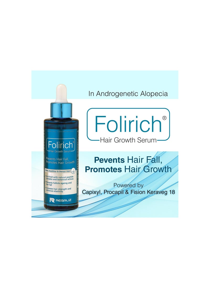 Regaliz Folirich Hair Growth Serum Reduces Hair Fall and Strengthens Hair | Suitable for Men and Women | 60ml