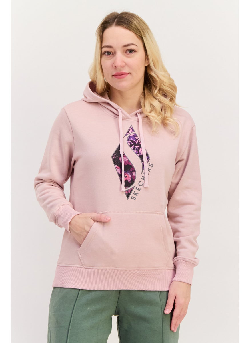 Women Sportswear Fit Long Sleeves Outdoor Hoodie, Light Pink