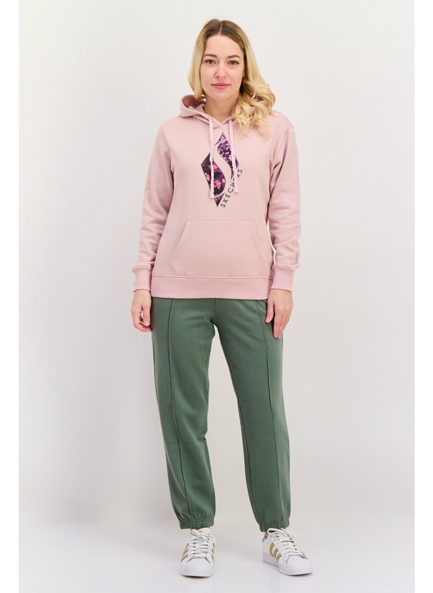 Women Sportswear Fit Long Sleeves Outdoor Hoodie, Light Pink