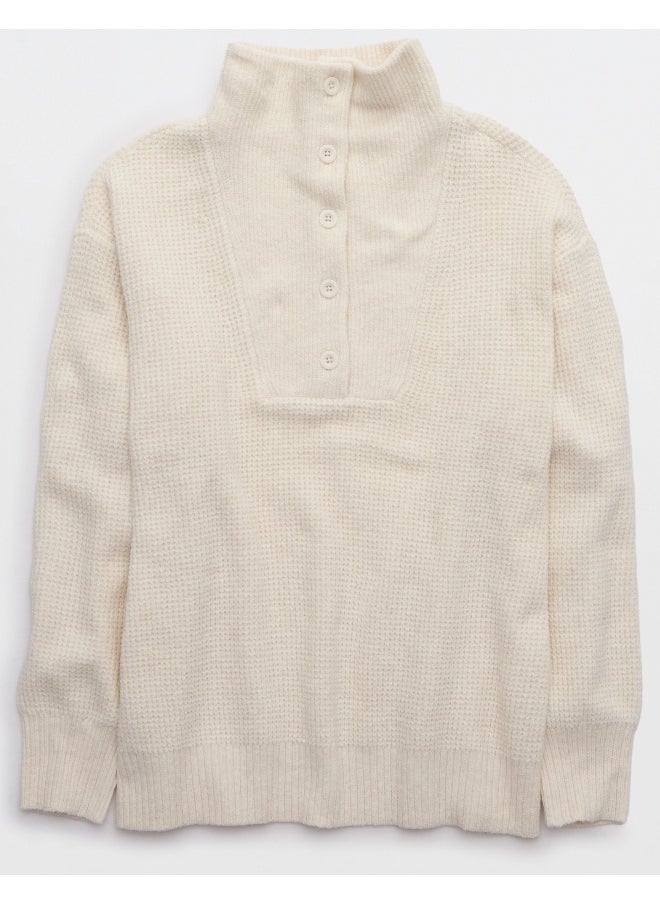 Aerie CozyUp Waffle Button Sweater