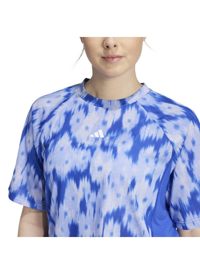 adidas Aop Flower Tee Blue Training T-Shirts 2XS