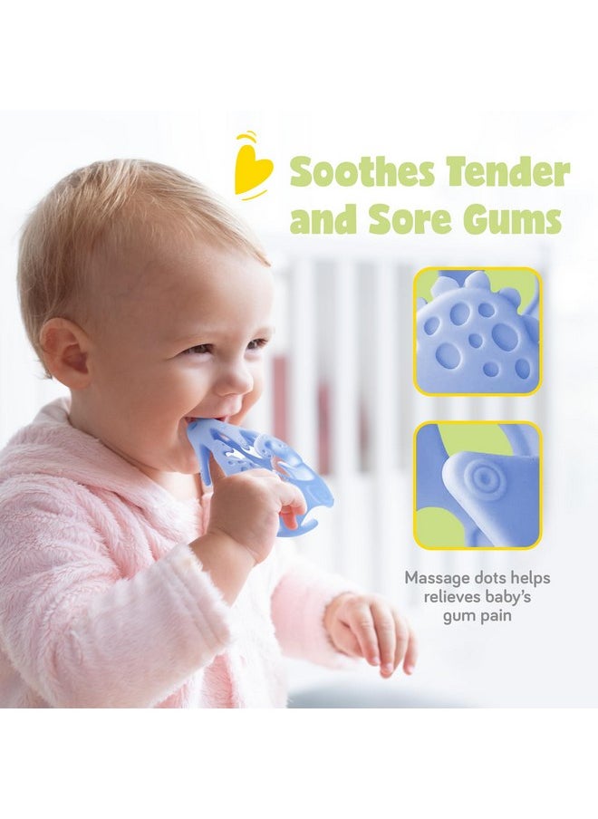 Dinosaur Baby Teething Toys, Textured Sensory Toys for Babies, Lightweight Soft Baby Sensory Toys, BPA-Free Silicone Infant Teething Toys, 0-18 Months, Teething Baby, Easy to Clean - Blueberry Blue