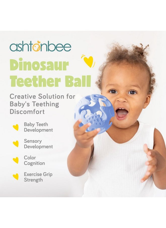 Dinosaur Baby Teething Toys, Textured Sensory Toys for Babies, Lightweight Soft Baby Sensory Toys, BPA-Free Silicone Infant Teething Toys, 0-18 Months, Teething Baby, Easy to Clean - Blueberry Blue