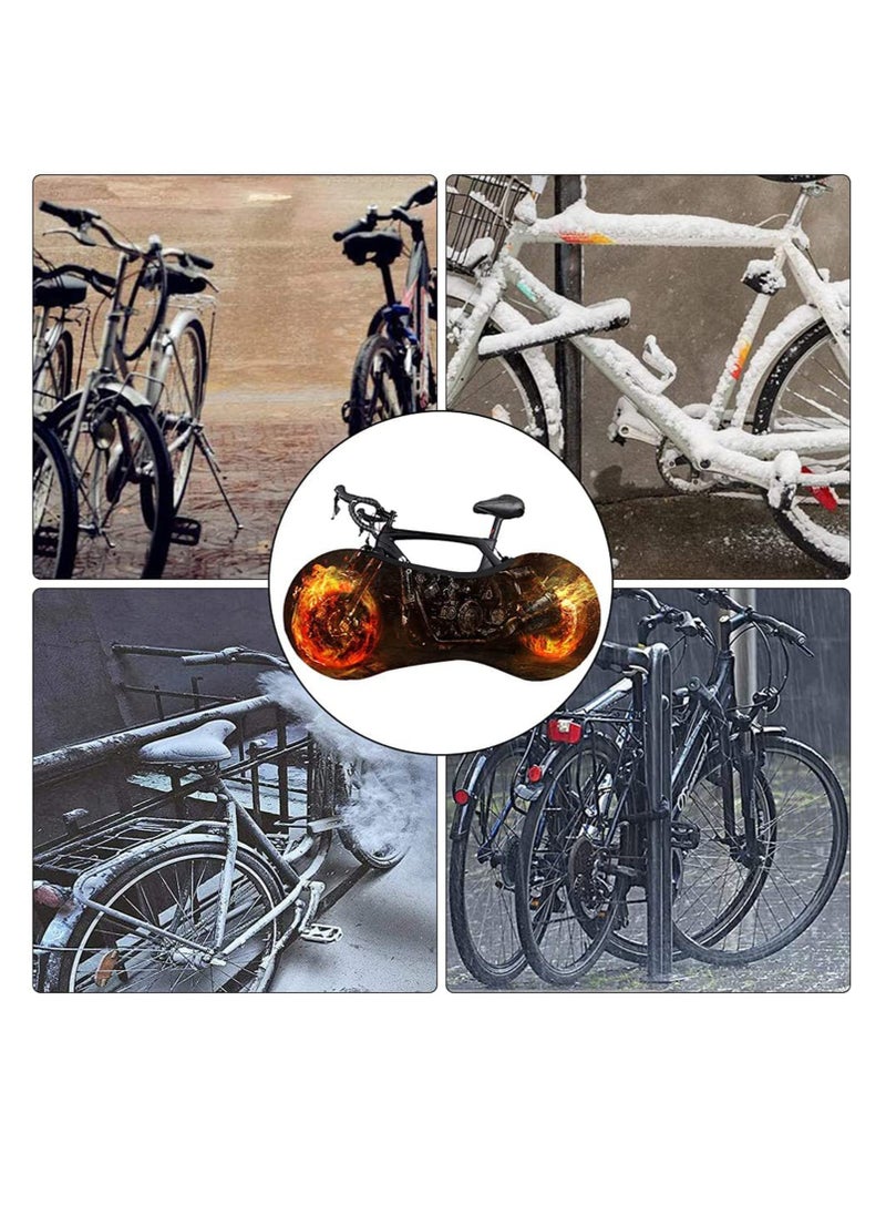 Bicycle Cover Flame Wheel Dust Cover Bicycle Protective Cover with Bicycle Saddle Protection Bicycle Covers Waterproof Dustproof for Travel, Mountain Bike, Bicycle