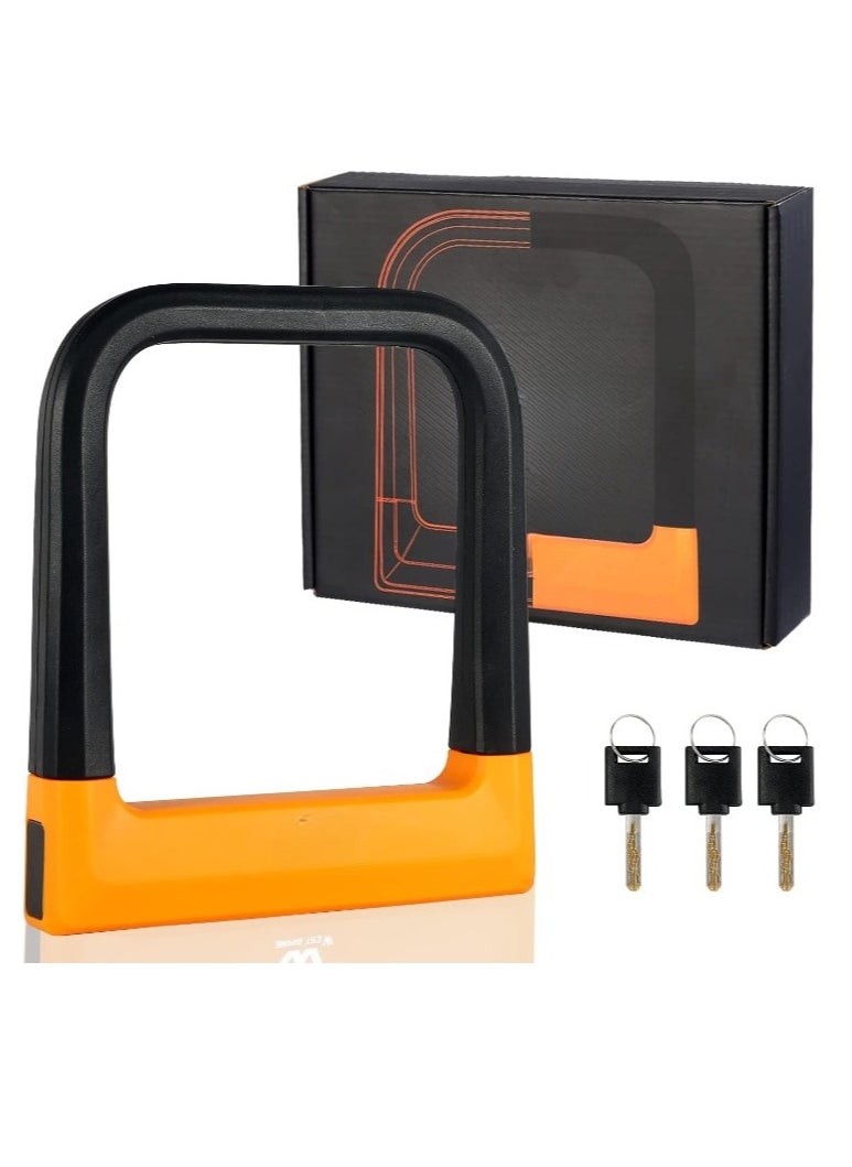 Bike Lock, Anti Theft Heavy Duty Bicycle U Lock, Sturdy And Durable Bike Safety Lock, 𝗗𝗼𝘂𝗯𝗹𝗲 𝗕𝗼𝗹𝘁 𝗠𝗲𝗰𝗵𝗮𝗻𝗶𝘀𝗺 Security Lock For Motorcycle Bicycle, (1pc, Black)