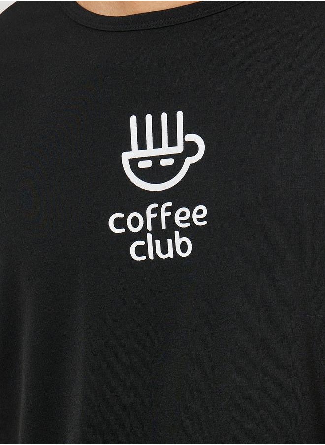 Coffee Club Graphic Print T-Shirt & Solid Shorts Set