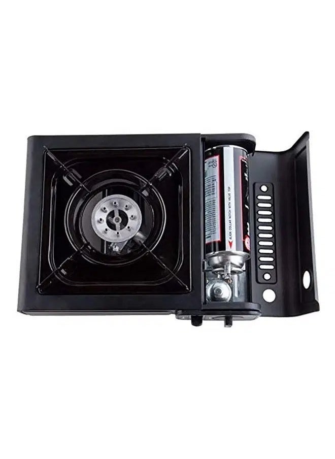 We Happy Portable Gas Stove – Single Burner with Carrying Case, Stainless Steel Body, Electronic Ignition, Ideal for Outdoor Camping, Hiking, and Picnics – Black