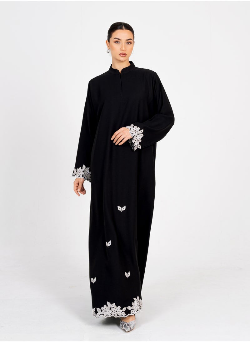 Abaya with Embroidery Silver style
