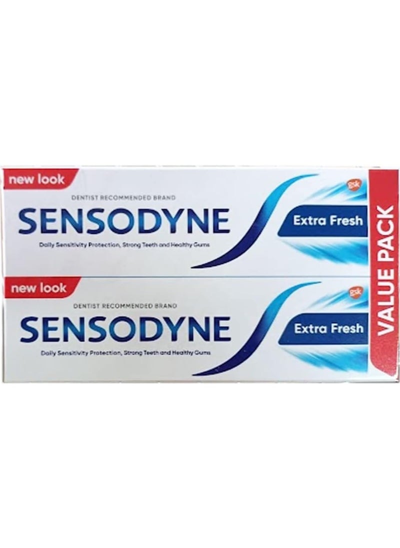 Sensodyne Toothpaste For Sensitive Teeth, Extra Fresh Flavour, 75 Ml, Value Pack Of 2