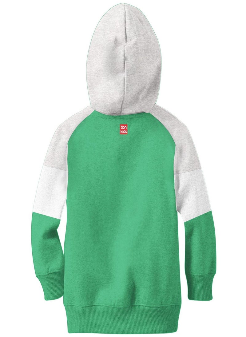 Regular Printed Green Cotton Hoodie For Boys Hooded Pull On 100 % Cotton