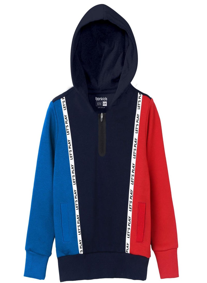 Regular Printed Navy Cotton Hoodie For Boys Hooded Pull On 100 % Cotton