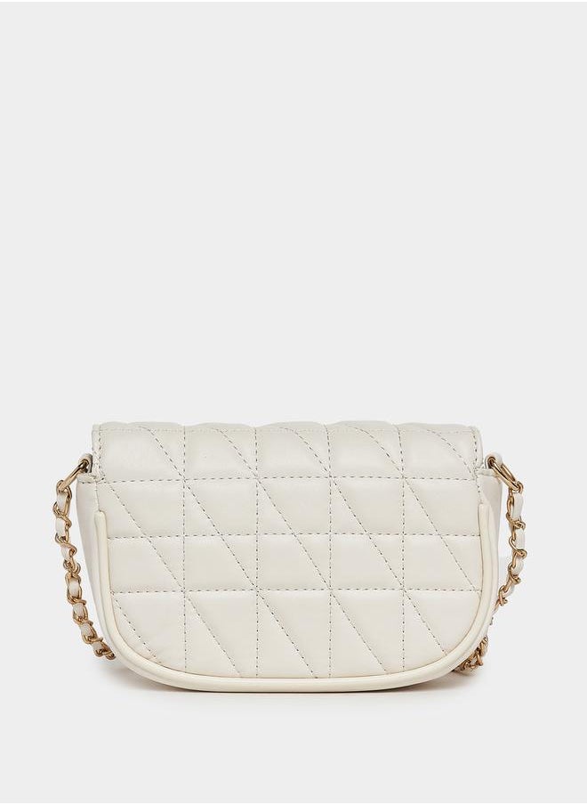 Quilted Stitch Twist Lock Crossbody Bag