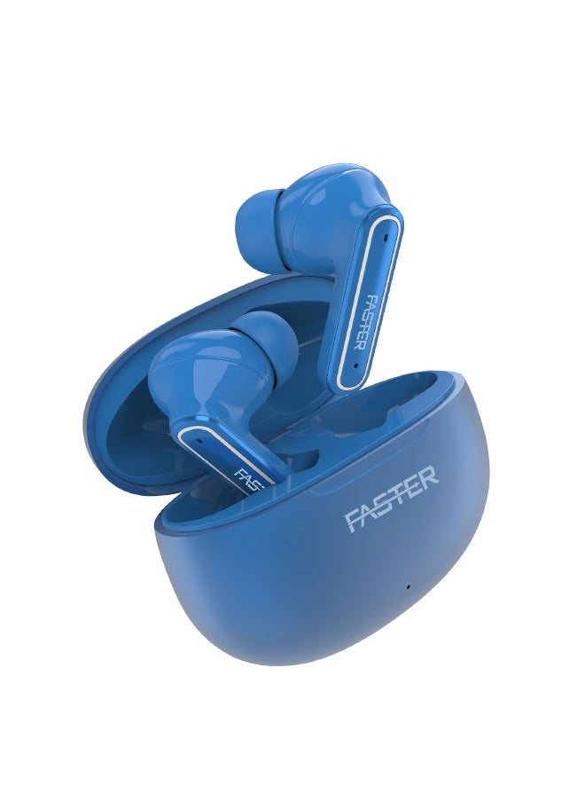 QuestX Wireless Earbuds with Noise Cancellation (ANC+ENC) - 6 Hours Playtime with Bluetooth 5.3 - IPX4 Water Resistant - Gaming Bluetooth Earphones with Ultra-Low Latency - Deep Bass, Touch Control - For Exercise, Gym - Compatible with iPhone & Android (Blue)