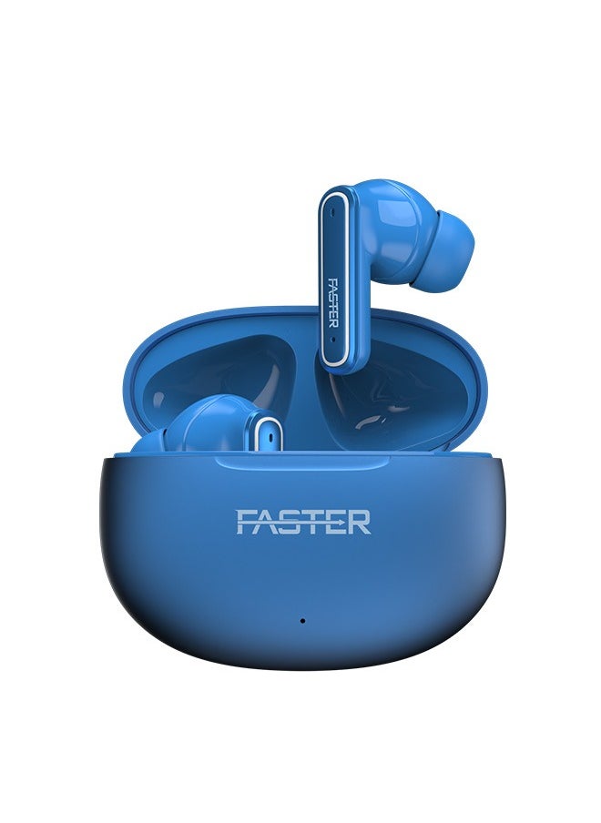 QuestX Wireless Earbuds with Noise Cancellation (ANC+ENC) - 6 Hours Playtime with Bluetooth 5.3 - IPX4 Water Resistant - Gaming Bluetooth Earphones with Ultra-Low Latency - Deep Bass, Touch Control - For Exercise, Gym - Compatible with iPhone & Android (Blue)