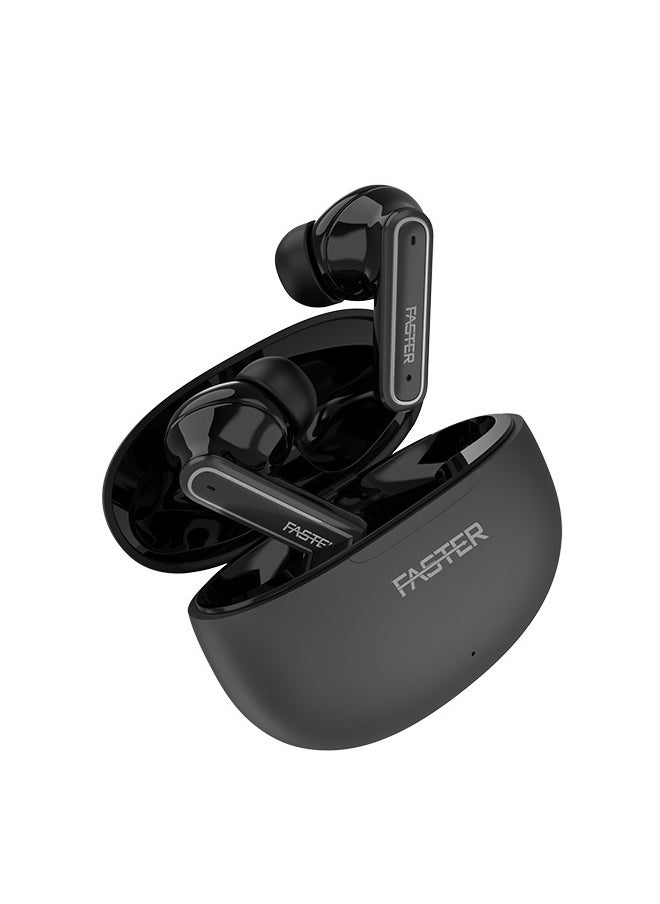 QuestX Wireless Earbuds with Noise Cancellation (ANC+ENC) - 6 Hours Playtime with Bluetooth 5.3 - IPX4 Water Resistant - Gaming Bluetooth Earphones with Ultra-Low Latency - Deep Bass, Touch Control - For Exercise, Gym - Compatible with iPhone & Android (Black)
