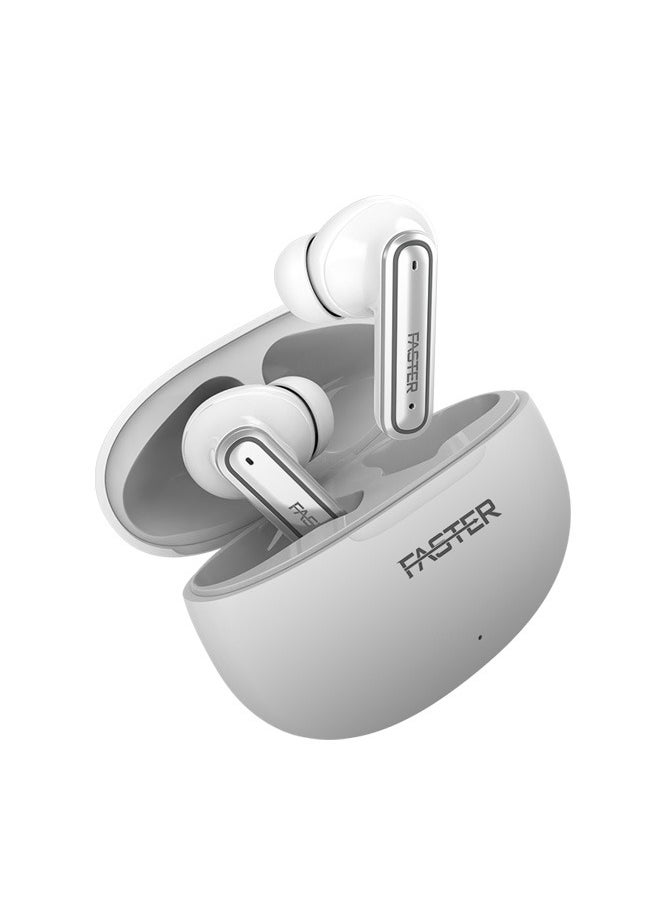 QuestX Wireless Earbuds with Noise Cancellation (ANC+ENC) - 6 Hours Playtime with Bluetooth 5.3 - IPX4 Water Resistant - Gaming Bluetooth Earphones with Ultra-Low Latency - Deep Bass, Touch Control - For Exercise, Gym - Compatible with iPhone & Android (White)