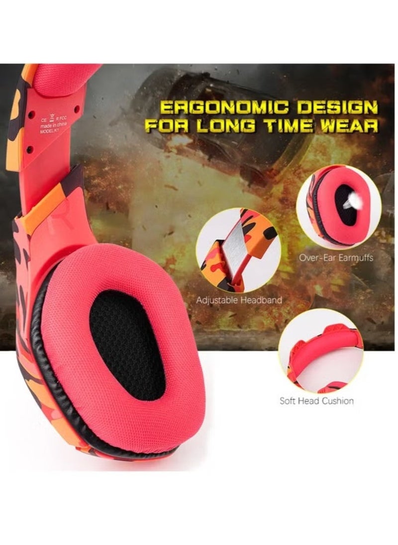 Gaming Headphones 3.5mm Stereo USB LED Headphones with Omnidirectional Microphone – High-Quality Sound for Gaming, Streaming, and Communication – Comfortable, Noise-Canceling Design with Adjustable Headband
