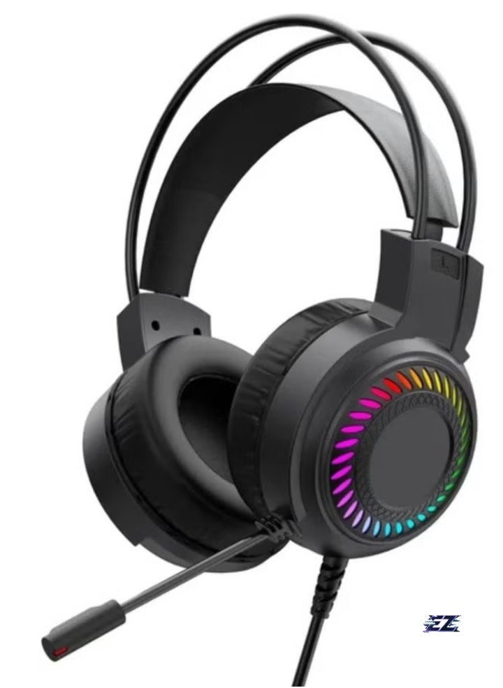 Gaming Headset with LED Backlight, 50mm Drivers, Noise-Cancelling Microphone, USB Connection, Comfortable PU Leather Ear Cushions for PC, PS4, Xbox, and More – Immersive Audio for Gamers