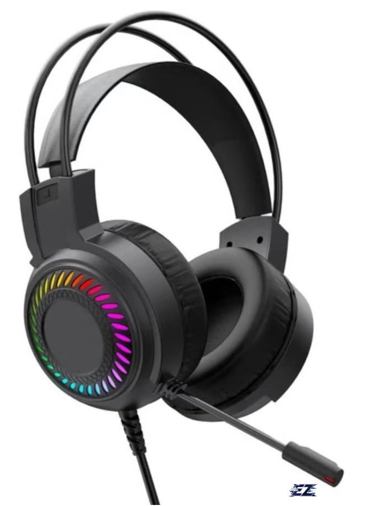 Gaming Headset with LED Backlight, 50mm Drivers, Noise-Cancelling Microphone, USB Connection, Comfortable PU Leather Ear Cushions for PC, PS4, Xbox, and More – Immersive Audio for Gamers