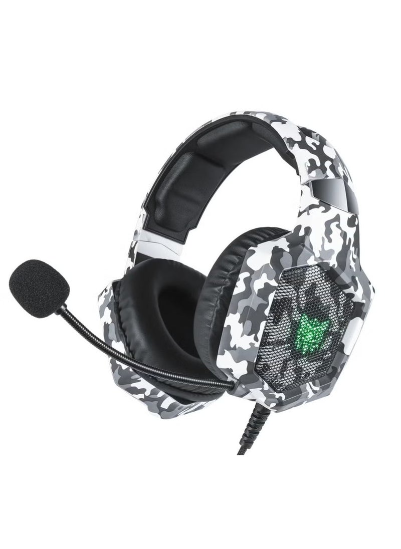 Wired Stereo Gaming Headphones with Mic and LED Lights – High-Quality Sound, Noise-Canceling Mic, Adjustable Headband, Comfortable Ear Cushions – Perfect for Gaming, Streaming, and Communication