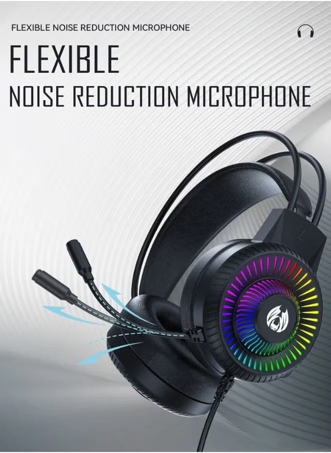 Wired RGB Gaming Headset with Microphone, 3.5mm Audio Jack, USB Connection, LED Backlight, Noise-Cancelling Mic, Comfortable Ear Cushions for PC, PS4, Xbox – Enhanced Gaming Sound Experience