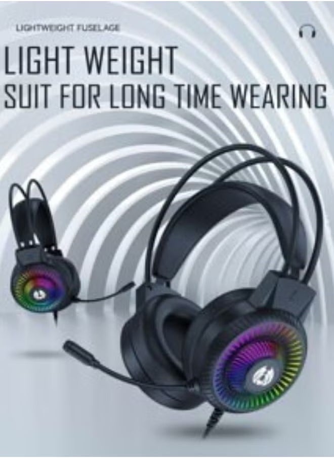 Wired RGB Gaming Headset with Microphone, 3.5mm Audio Jack, USB Connection, LED Backlight, Noise-Cancelling Mic, Comfortable Ear Cushions for PC, PS4, Xbox – Enhanced Gaming Sound Experience