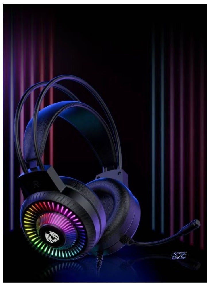 Wired RGB Gaming Headset with Microphone, 3.5mm Audio Jack, USB Connection, LED Backlight, Noise-Cancelling Mic, Comfortable Ear Cushions for PC, PS4, Xbox – Enhanced Gaming Sound Experience