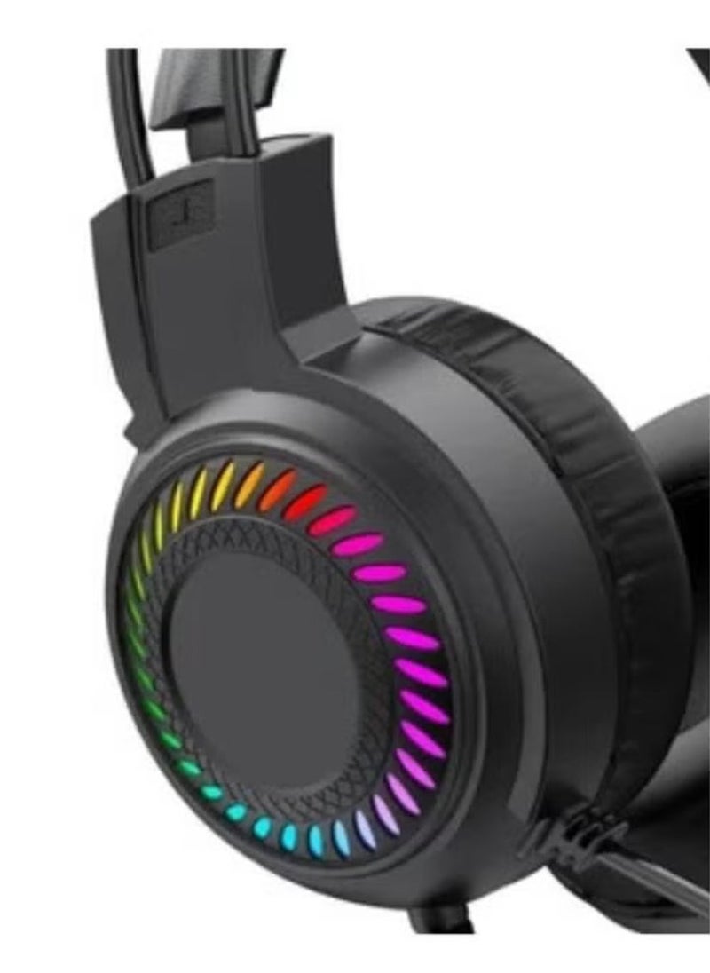 G103 RGB Gaming Headset, LED Backlight, 50mm Drivers, Noise-Cancelling Microphone, USB Connection, Comfortable PU Leather Ear Cushions for PC, PS4, Xbox, and More – Immersive Audio for Gamers