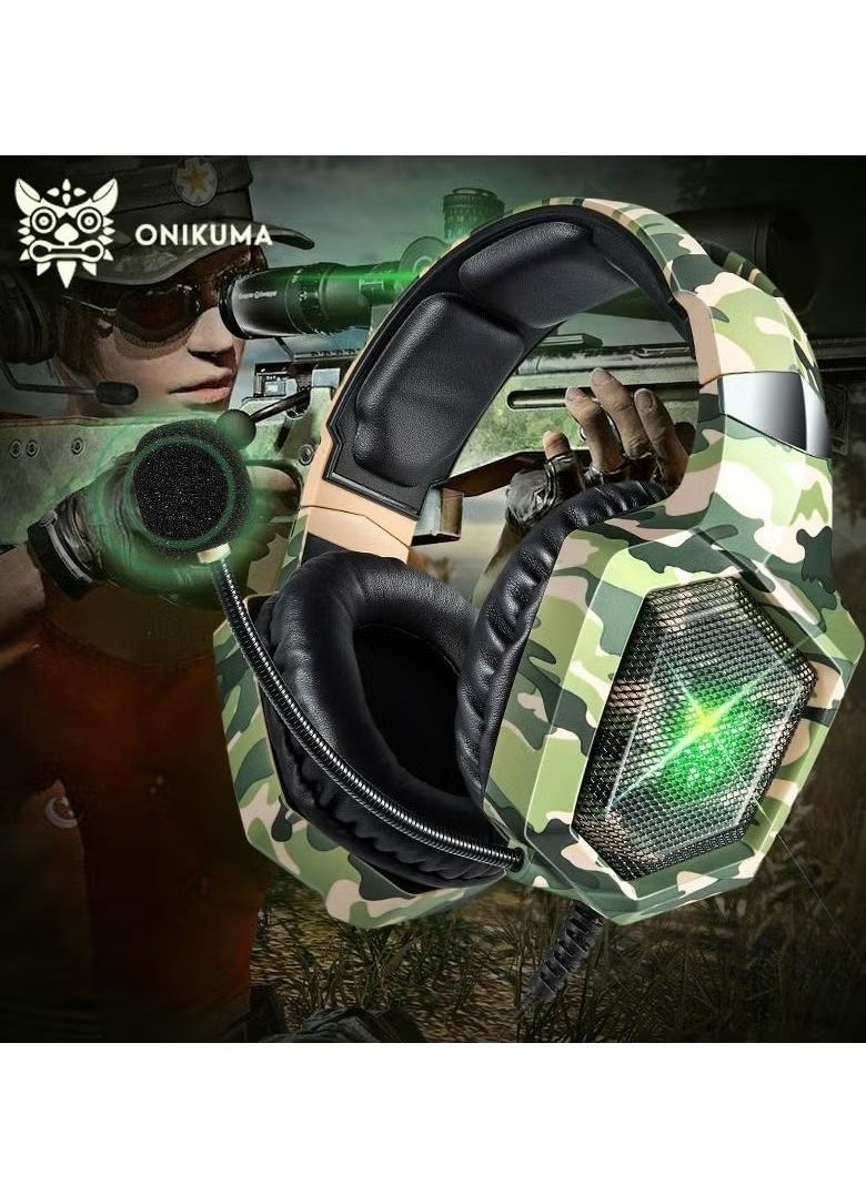 K8 Wired Stereo Gaming Headphones with Mic – High-Quality Sound, Noise-Canceling Microphone, LED Lights, Comfortable Over-Ear Design, Perfect for Gaming, Music, and Virtual Communication