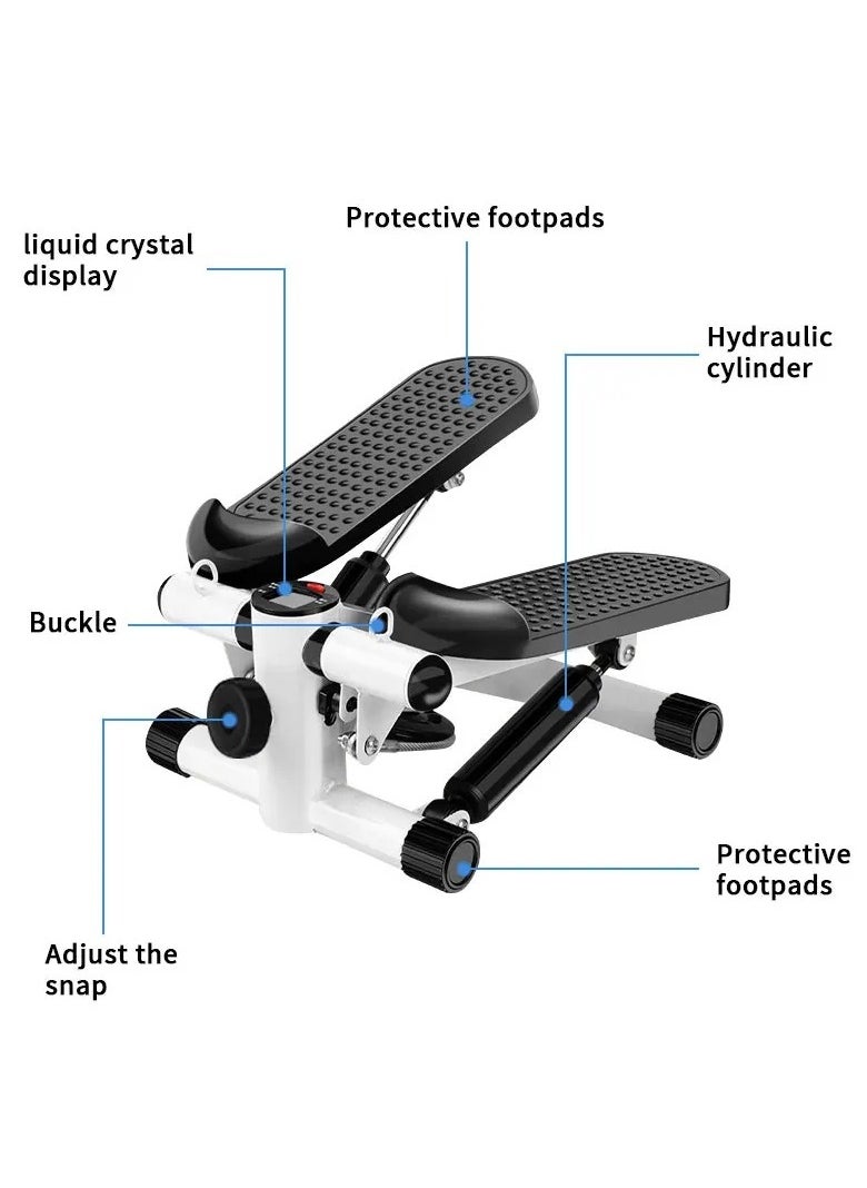 Mini Stepper Trainer Adjustable Height Exercise Machine with Resistance Bands and LCD Monitor Air Climber