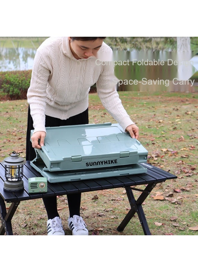 50L Outdoor Camping Foldable Storage Box - Portable Large-Capacity Organizer, Thickened Side-Opening Container