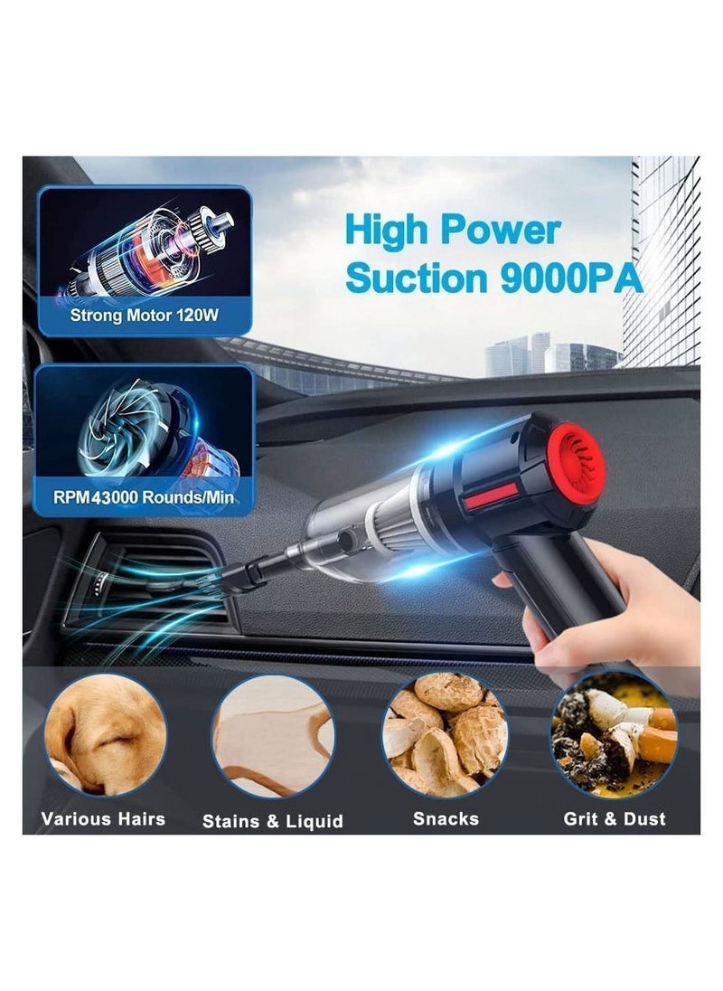 3-in-1 Portable Small Cordless handheld Vacuum Cleaner Rechargeable with 9000PA Powerful Suction for Car/Office/Home