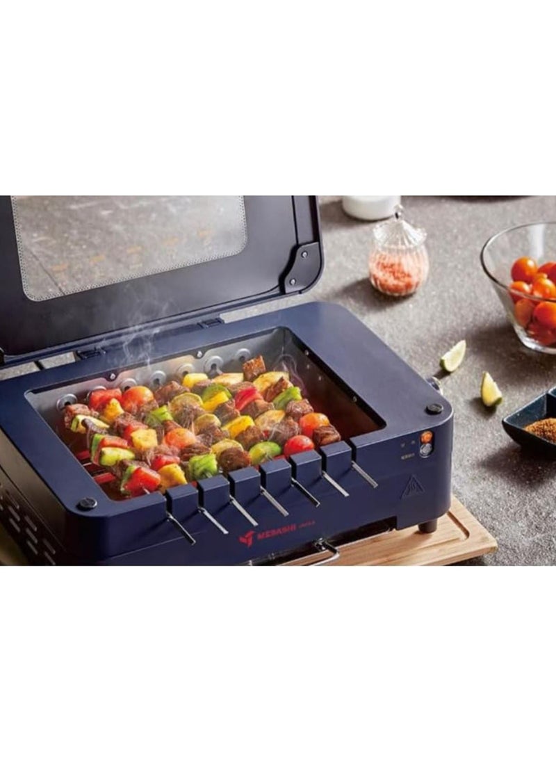 Indoor Barbecue Grill 900W Fast Heating, Less Smoke, Electric BBQ Grill with Non-Stick Surface, Glass Lid for BBQ Cooking – Compact & Easy to Clean