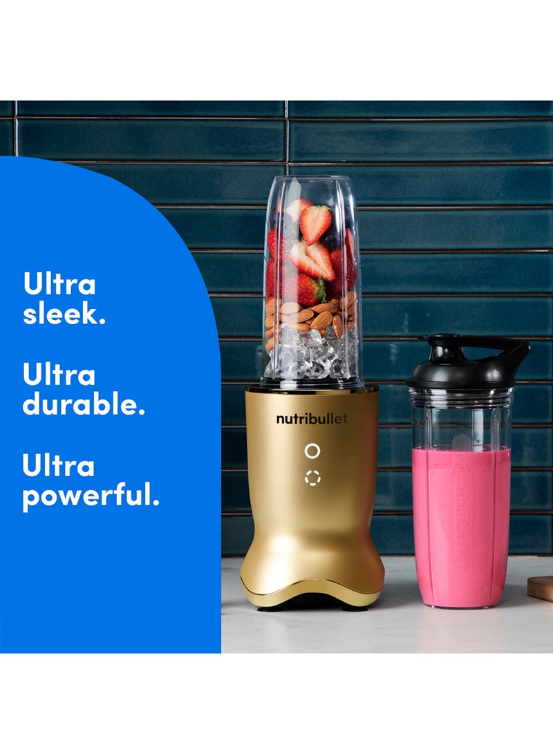 Ultra 1200W High-Speed Blender, Multi-Functional, Quiet Motor, Tritan™ Renew Cups, Rapid Extractor Blades, BPA-Free, Shatter-Resistant, Glow Interface, NBU-500G, 1-Year Warranty 900 ml 1200 W NB-500 Gold