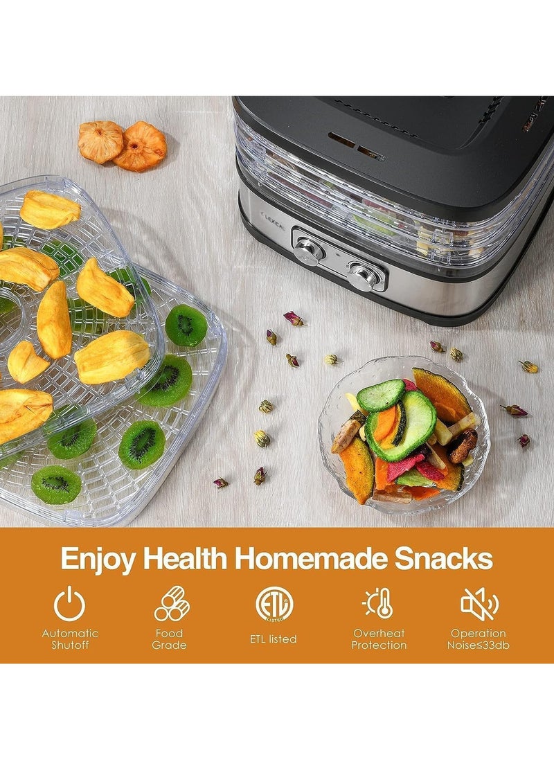 5 Tier Electric Food Dehydrator with Temperature Control, Fruit Dryer for Fruit, Meat, Fruit Dryer, Dehydrator, BPA-Free, Stainless Steel, 240W Adjustable Temperature 35-70°C