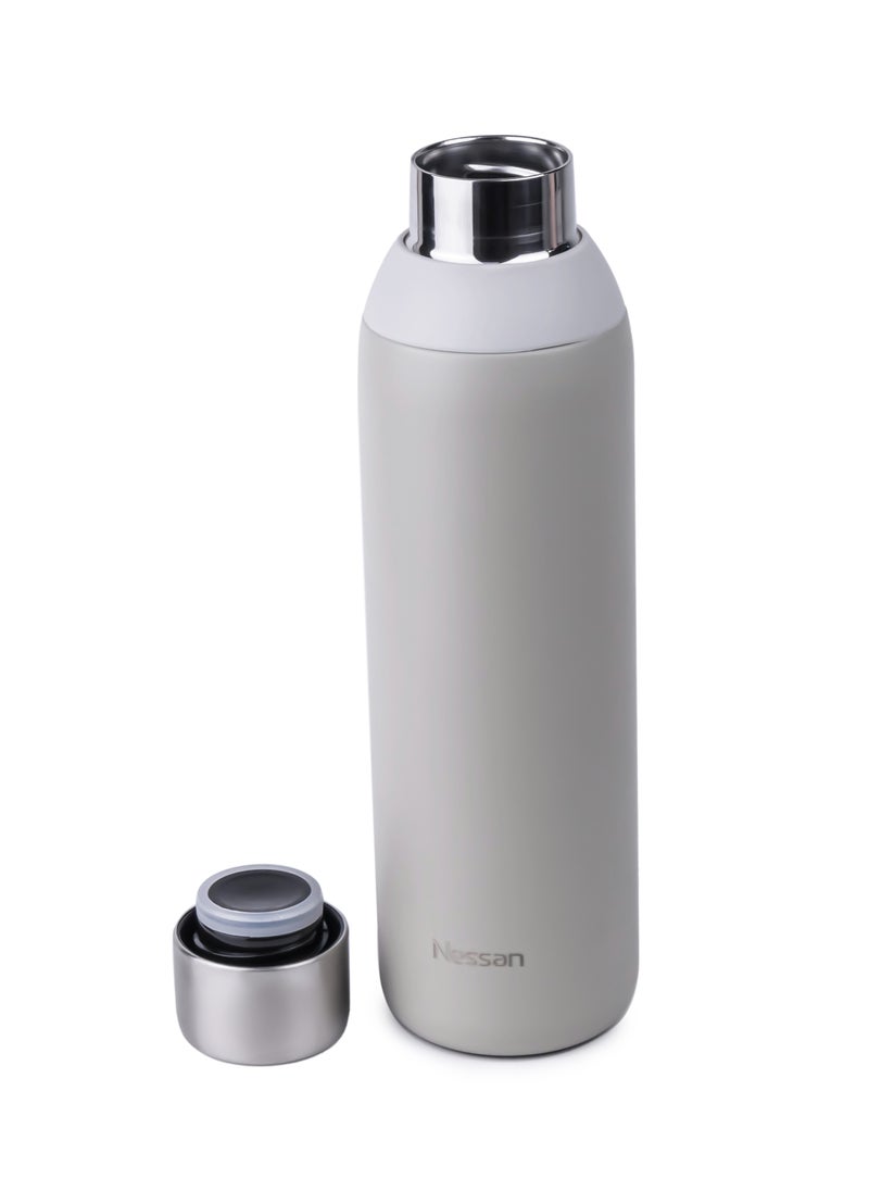 Double Wall Insulated Stainless Steel Vacuum Bottle, 600 ml - Your Reliable Travel Flask For Hot And Cold Beverages - Beige