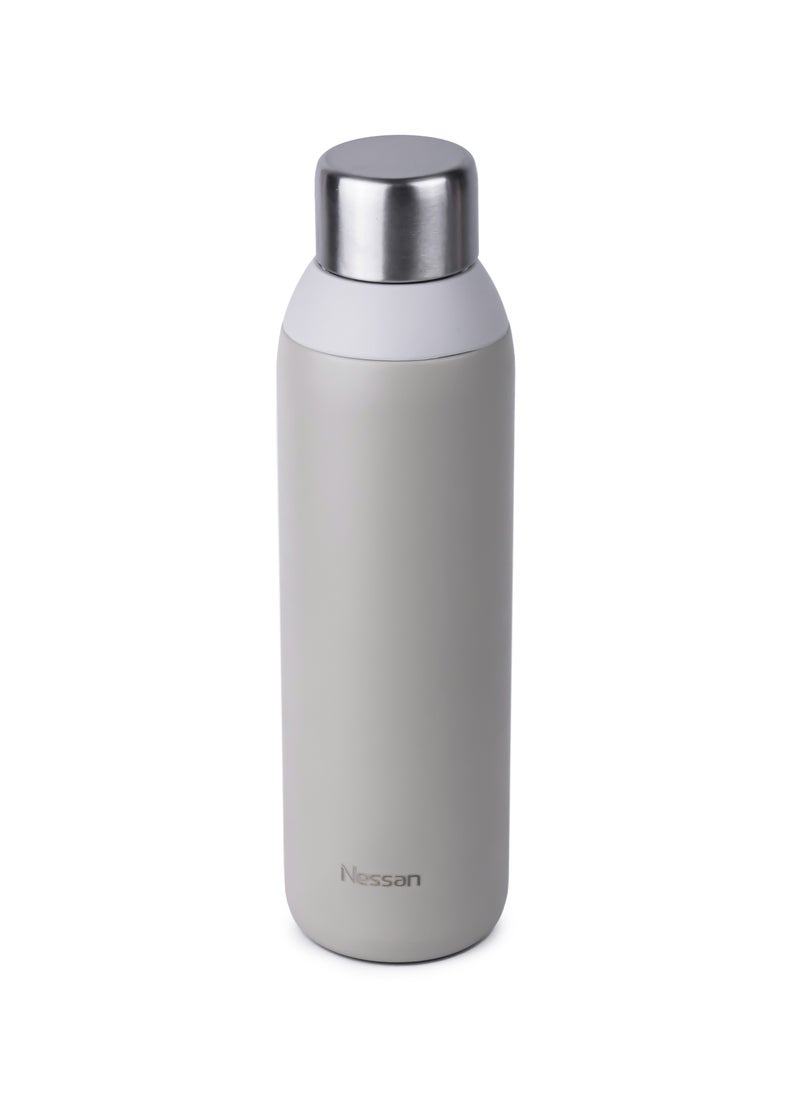 Double Wall Insulated Stainless Steel Vacuum Bottle, 600 ml - Your Reliable Travel Flask For Hot And Cold Beverages - Beige