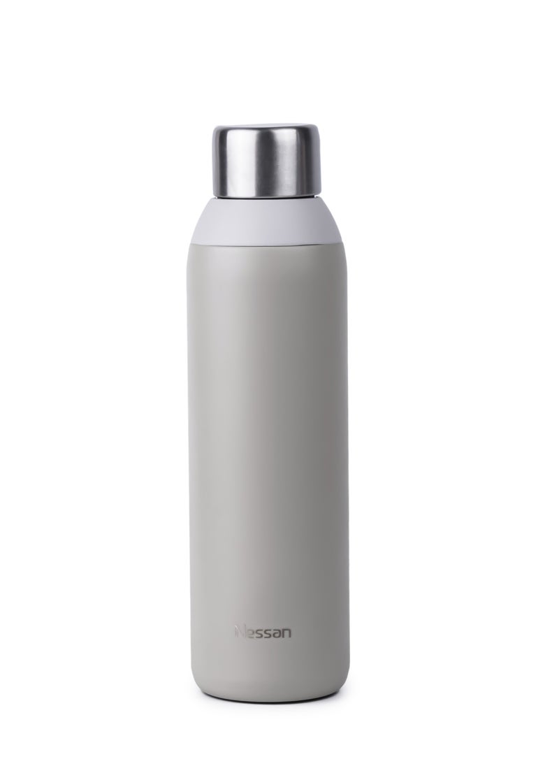 Double Wall Insulated Stainless Steel Vacuum Bottle, 600 ml - Your Reliable Travel Flask For Hot And Cold Beverages - Beige