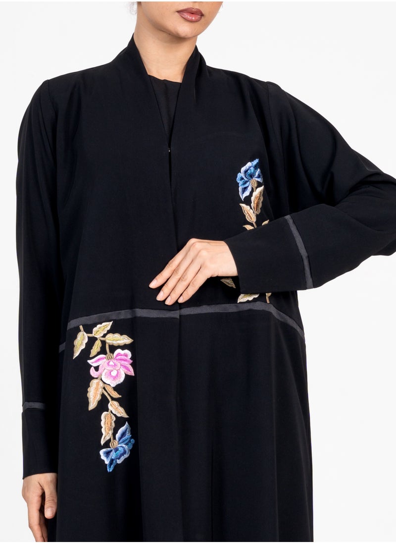 Embellished Abaya with  Flowers Embroidery