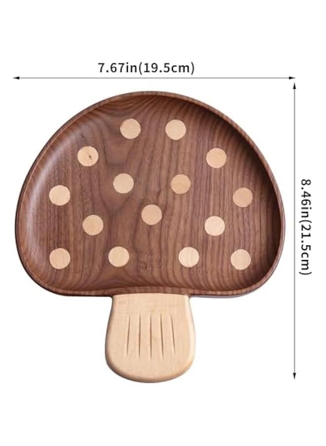 A Variety of Walnut Wood Creative Dinner Plate Sets - Unique Crab, Mushroom, and Bear Shapes for A More Exquisite and Fun Dining Experience! (Mushroom Dinner Plate)