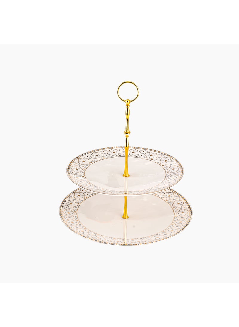 Homesmiths Ramadan  Rosa  Al Andalus 2-Tier Serving Platter - Moroccan Inspired , Ceramic ,Decorative Platter , Perfect For Appetizers, Desserts, And Snacks & Home Décor