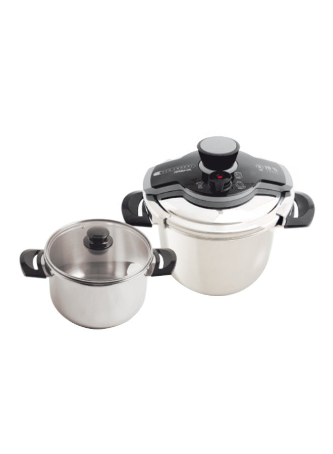 2-Piece Twin Pressure Cooker Set Silver/Black/Clear 24cm