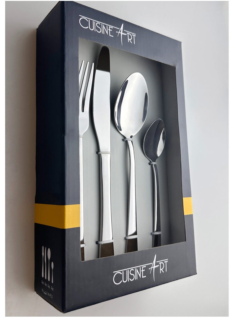 Cuisine Art Chole 16 Piece Stainless Steel Cutlery Set, Silver