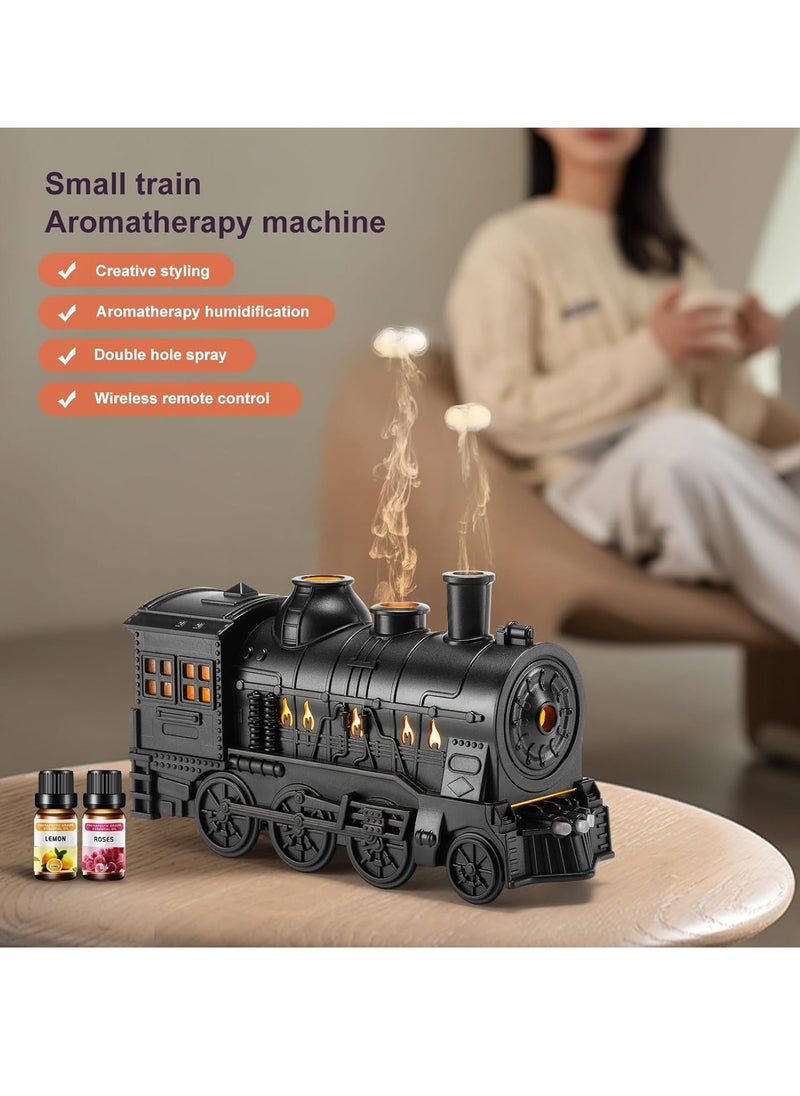 Train Diffuser 300ml Aromatherapy Diffuser Top 6 Essential Oils Gift Set, Remote Control, Cool Mist with 2 Light & 2 Mist Modes, Auto Shut-Off for Bedroom, Office, Hotel (Train Black).