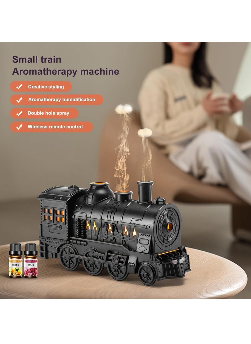 Train Diffuser 300ml Aromatherapy Diffuser with 6 Essential Oils Gift Set – Remote Control, Cool Mist, 2 Light & 2 Mist Modes, Auto Shut-Off for Bedroom, Office, Hotel (Train Black)