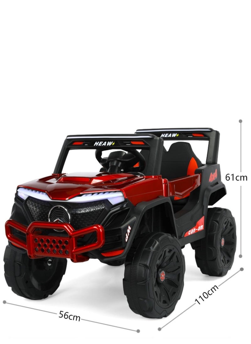 Kids Electric Vehicle Battery Powered Truck Car Toy Children's Electric Car with Remote Control, 4-Wheel Suspension, LED Lights, Music (Red)