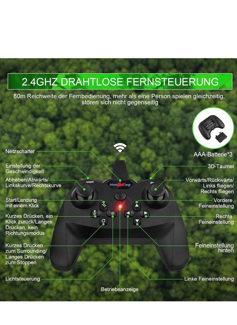 RC Aeroplane 2.4GHz Remote Controlled Quadcopter L0713 – Floating Fighter Aircraft, RTF for Beginners, Children & Adults, USB Charging, Green