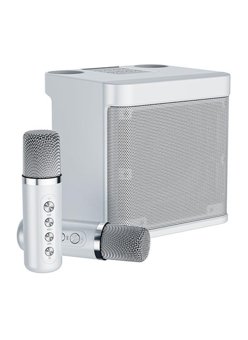 Karaoke Machine for Adults and Kids, Portable Bluetooth Karaoke Speaker with 2 Wireless Microphones, PA Speaker System for Indoor & Outdoor Parties, Family Gatherings, and Events (White)