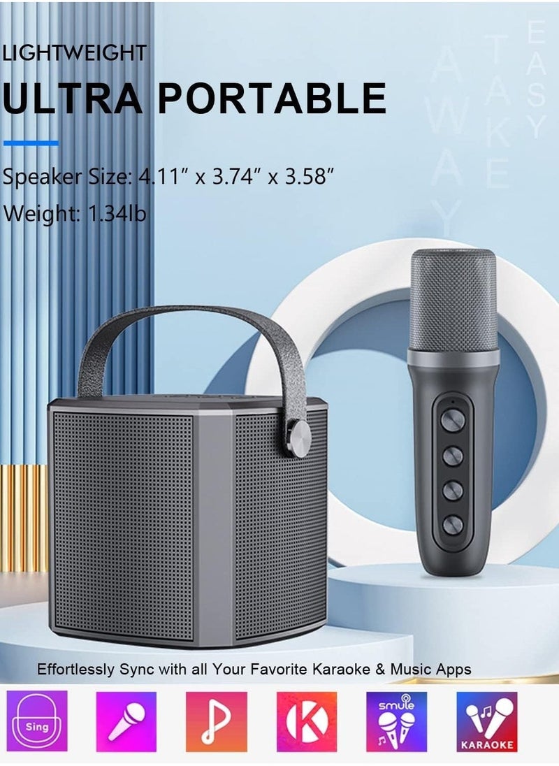 Karaoke Machine with UHF Wireless Microphones for Adults & Kids | Portable Bluetooth PA Speaker System with Vocal Cut | Rechargeable Speaker for Home Parties, Meetings, Weddings | Loud Sound & LED Light Effects | Ideal for Celebrations & Events